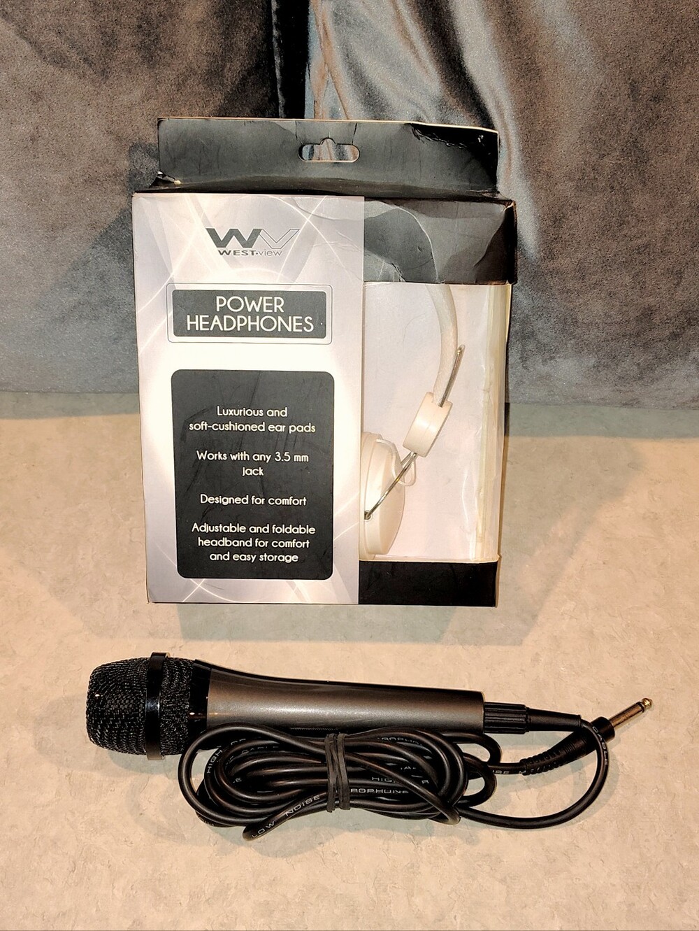 WEST-VIEW WHITE POWER HEADPHONES LUXURIOUS SOFT CUSHIONED EAR PADS & MICROPHONE